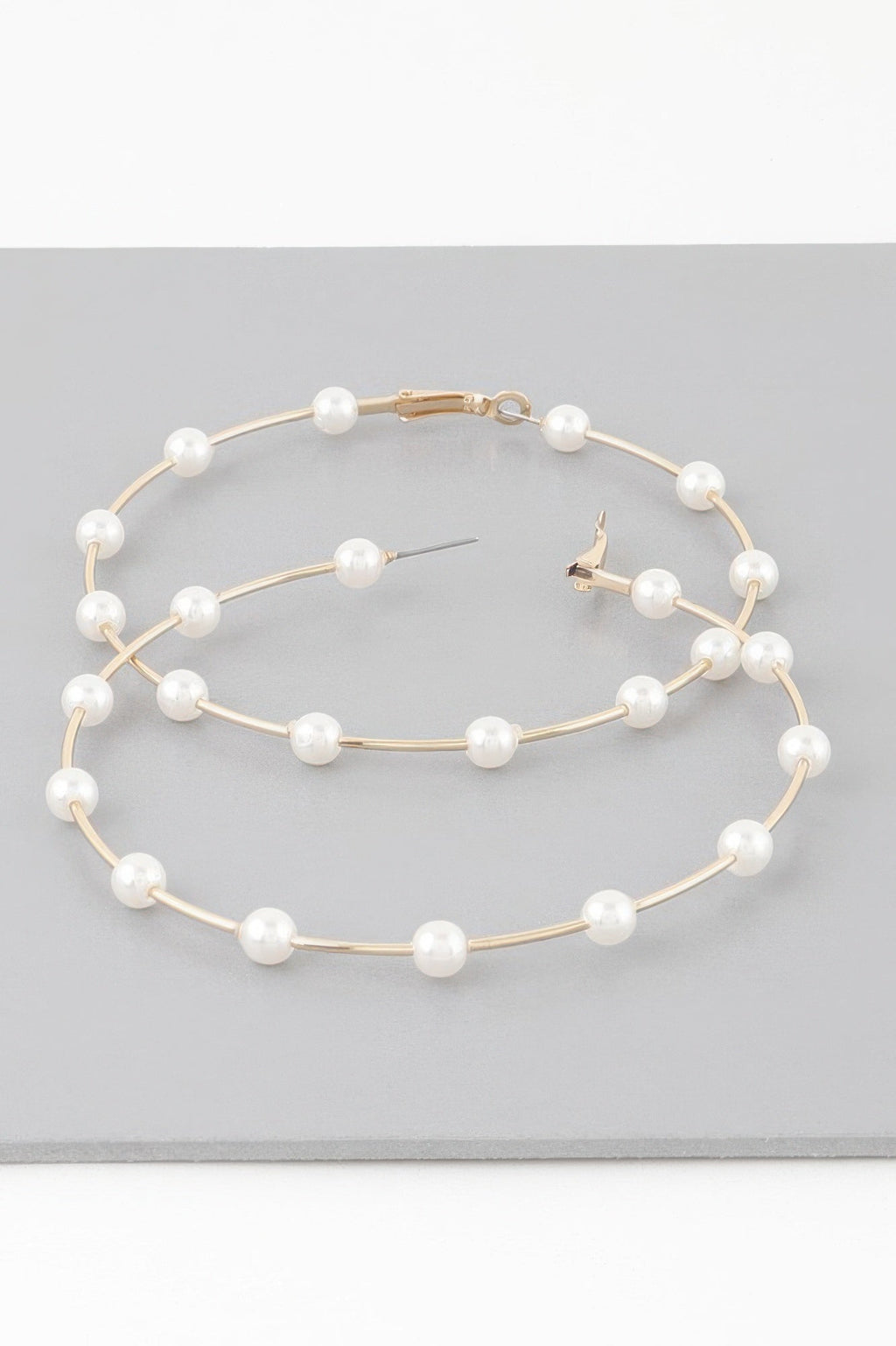 Oversized Stone Lined Hoop Earrings