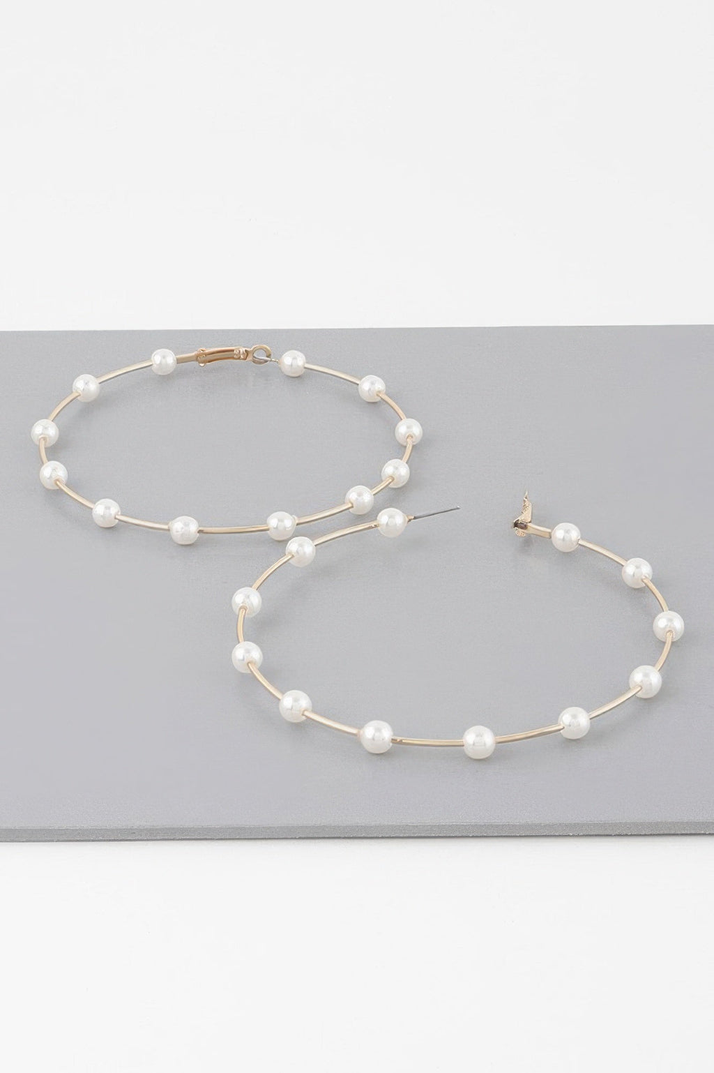Oversized Stone Lined Hoop Earrings