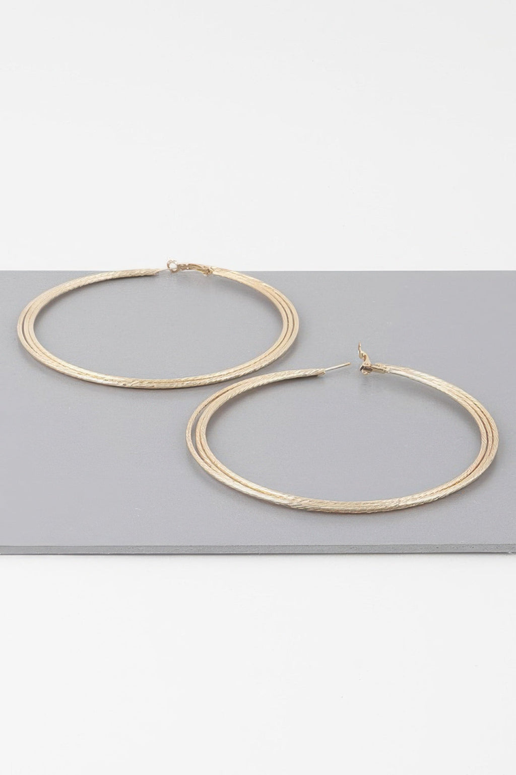 Wide Triple Rope Hoop Earrings