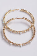 Upside Down Rhinestone Pearl Beads Hoop Earring