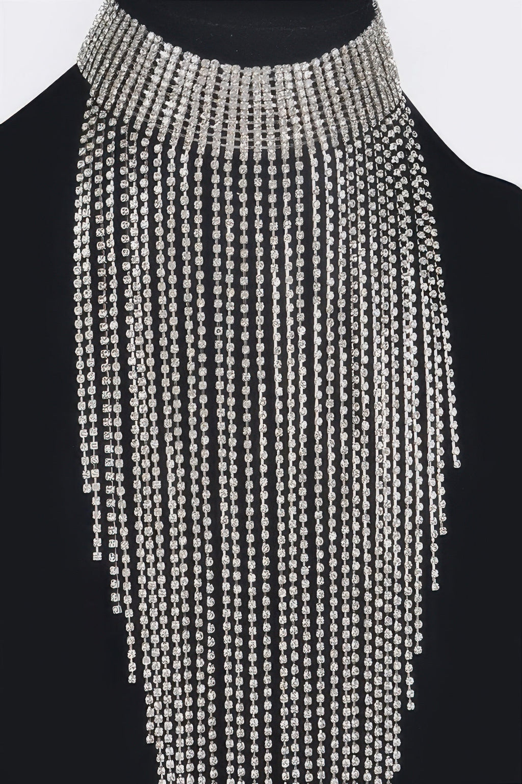 Rhinestone Choker Tassle Necklace