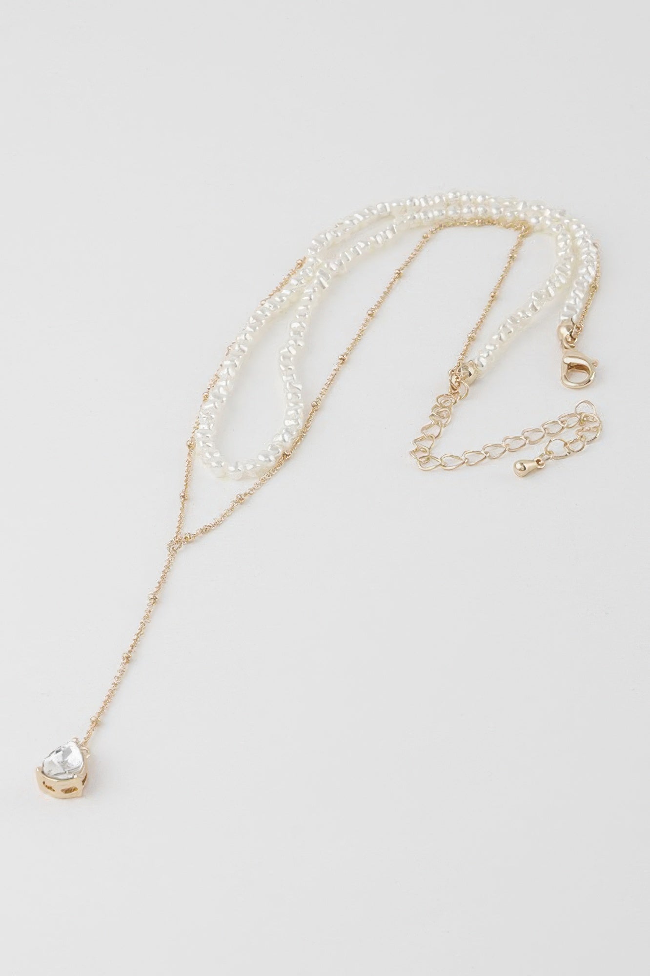 Double Pearl Teardrop Necklace