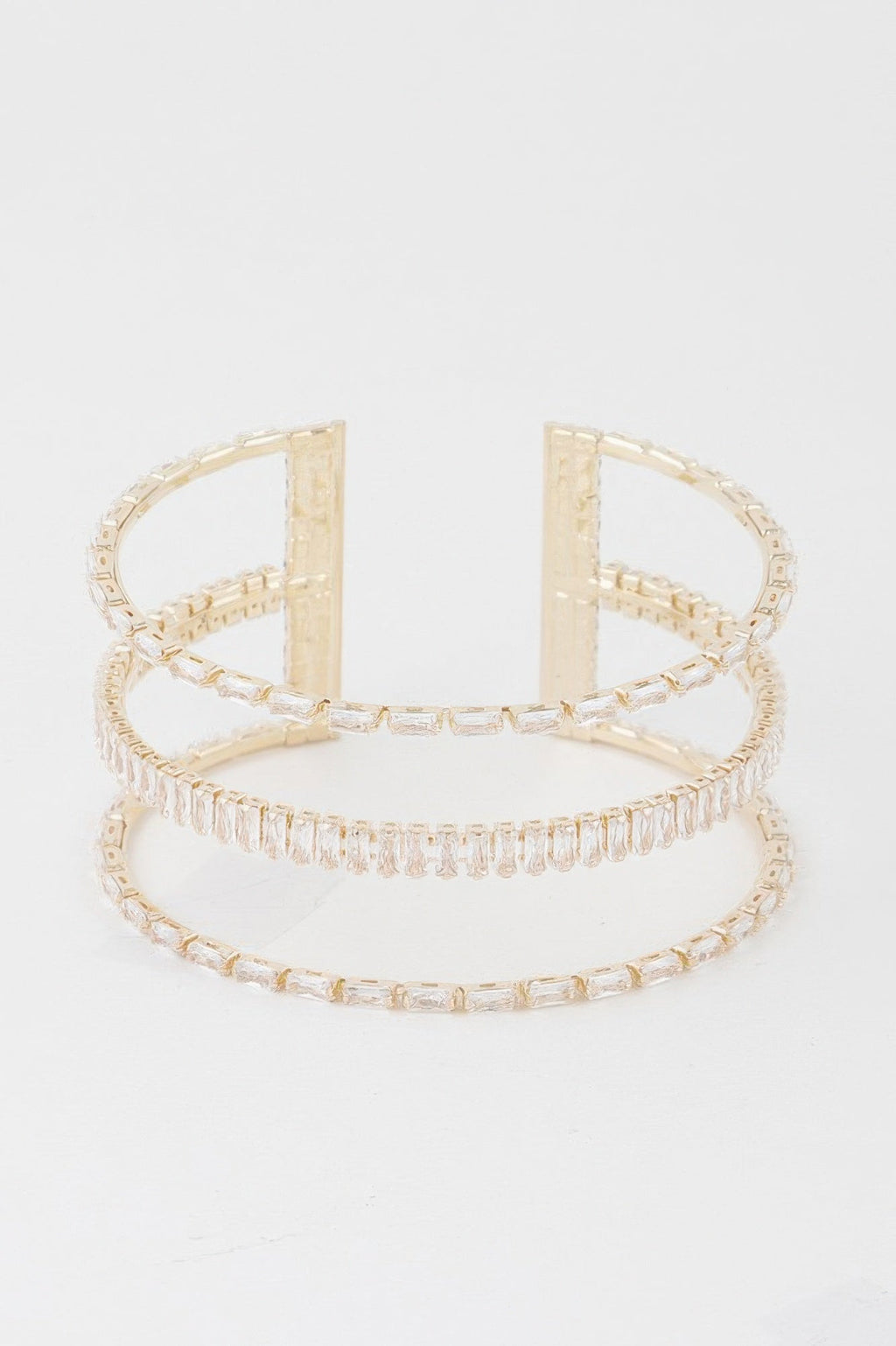 Wide Triple Crystal Cuff Bracelet
