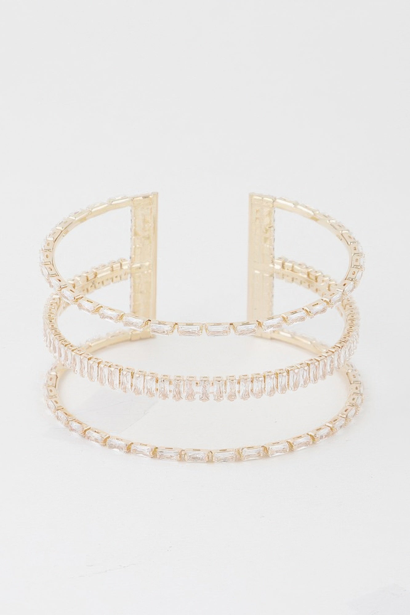 Wide Triple Crystal Cuff Bracelet