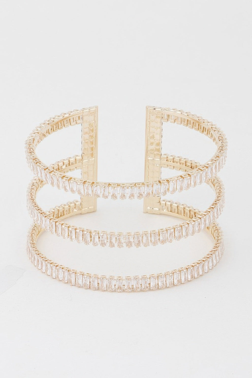 Triple Crystal Open Cuff Bracelet