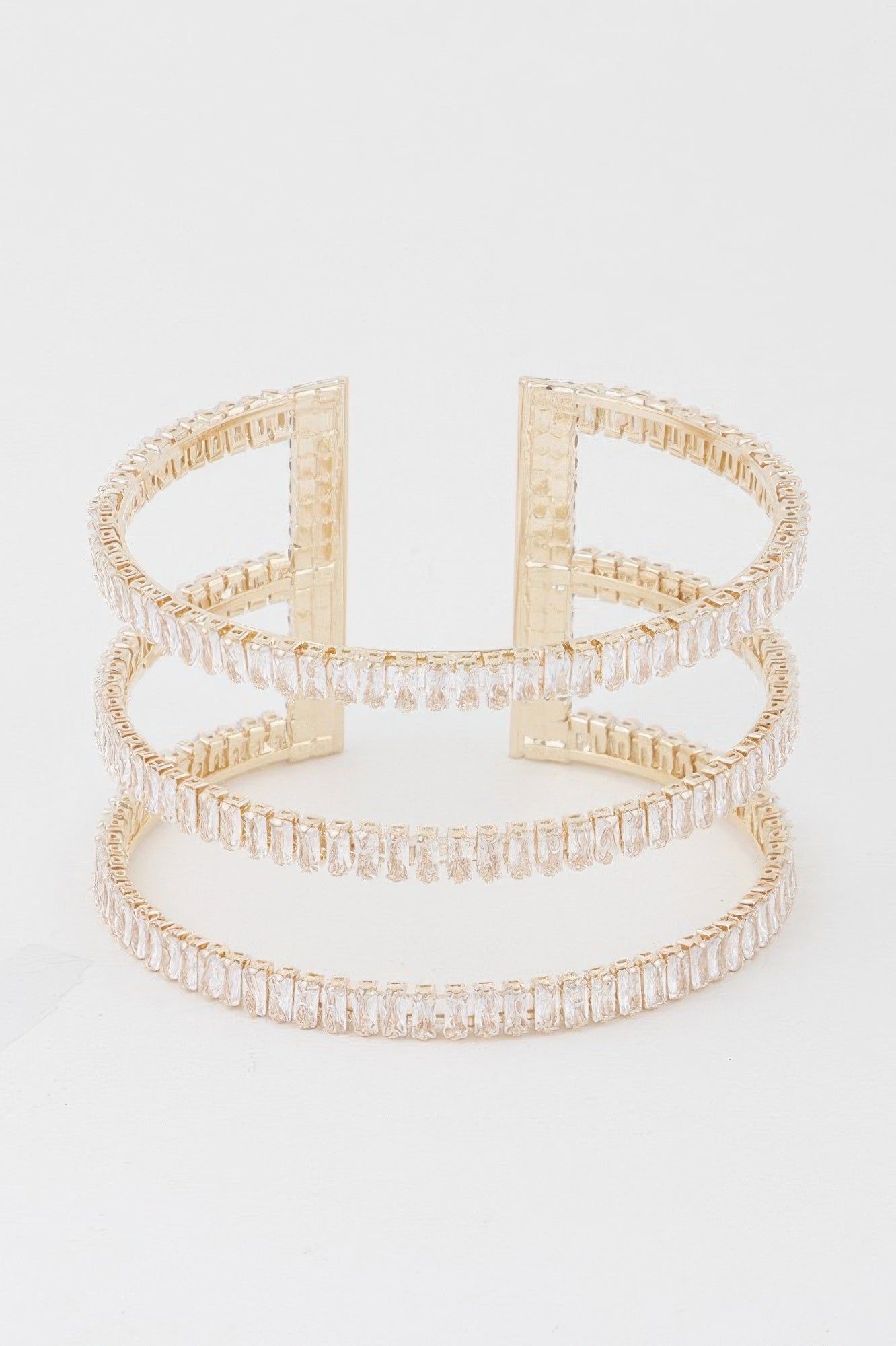 Triple Crystal Open Cuff Bracelet