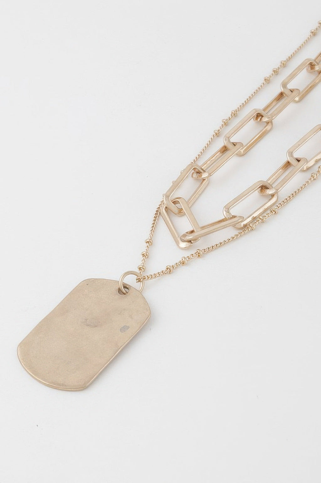 Double Layered Tag Chain Necklace