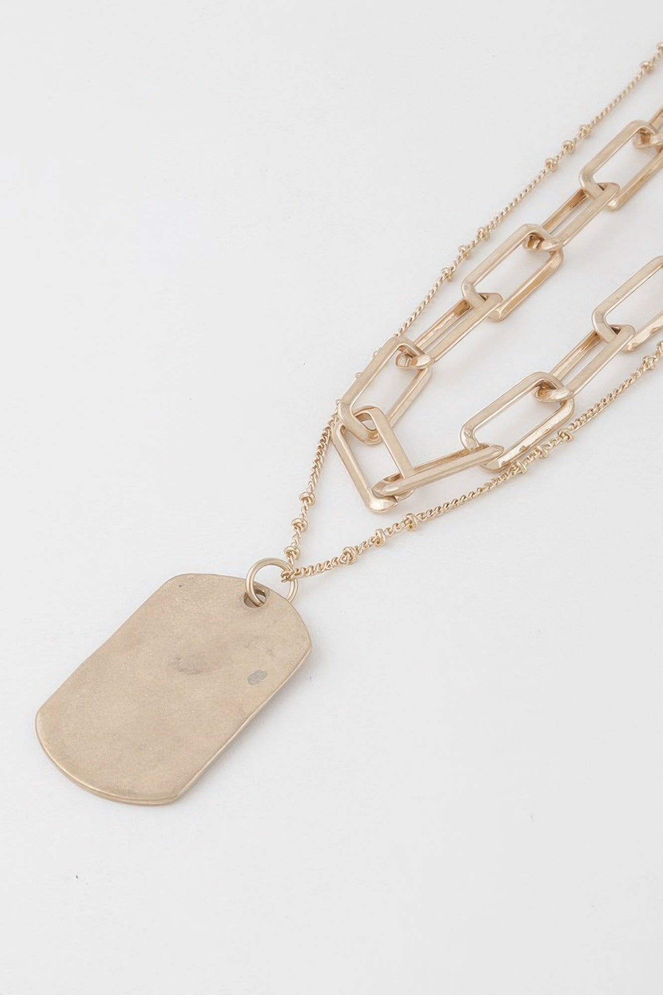 Double Layered Tag Chain Necklace