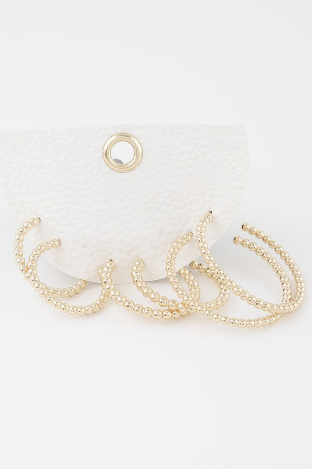 Pearl Bead Open Hoop Earrings Set