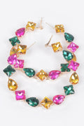 Multi Rhinestone Hoop Earrings
