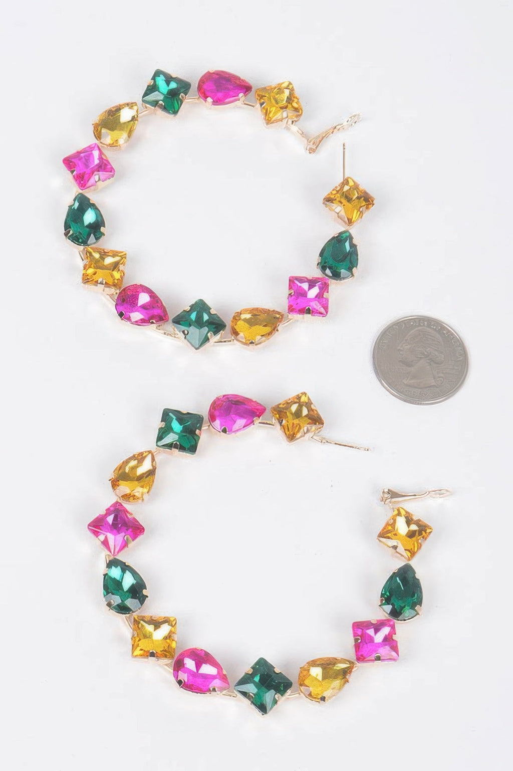 Multi Rhinestone Hoop Earrings