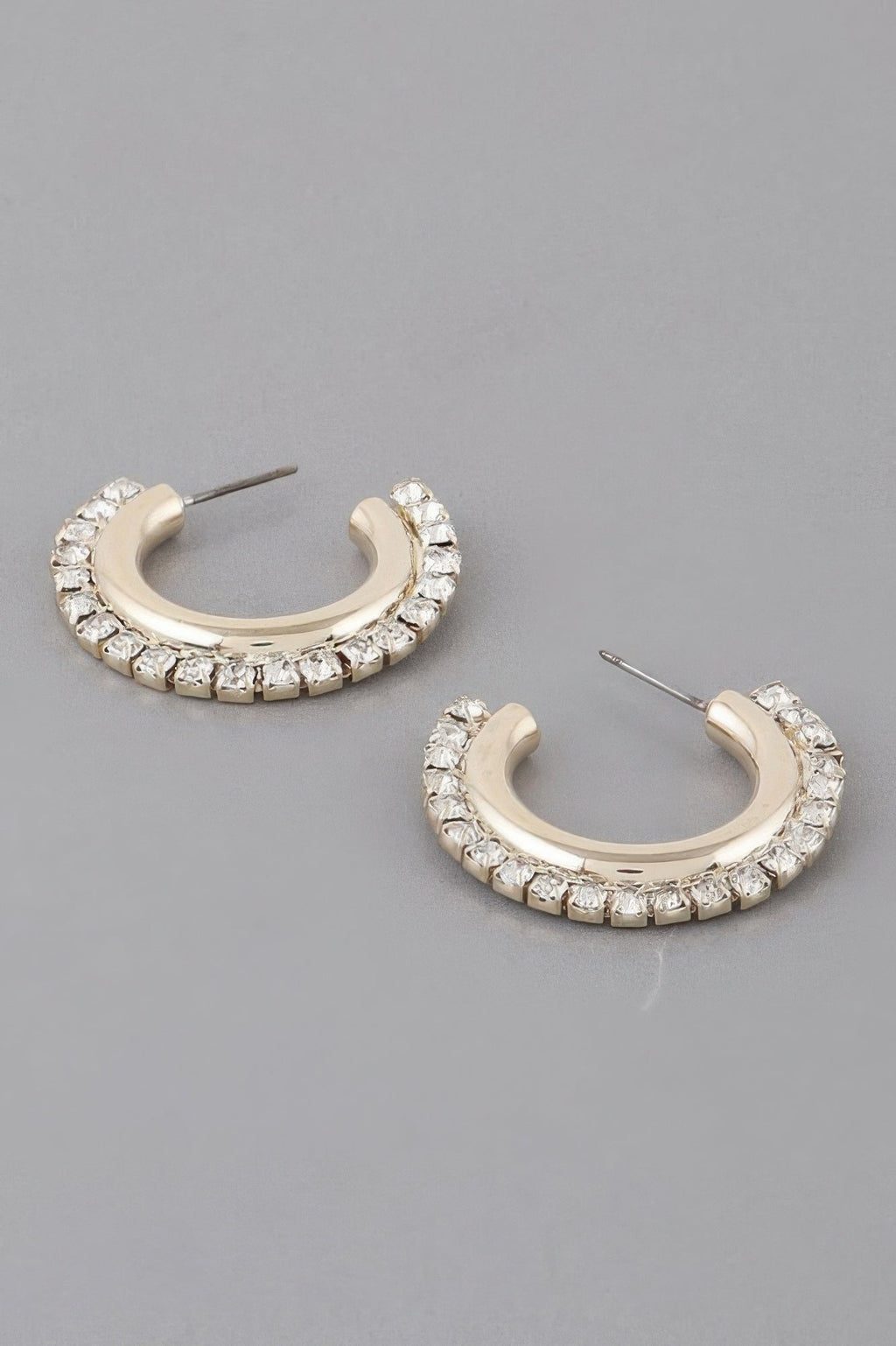 Rhinestone Lined Hoop Earrings
