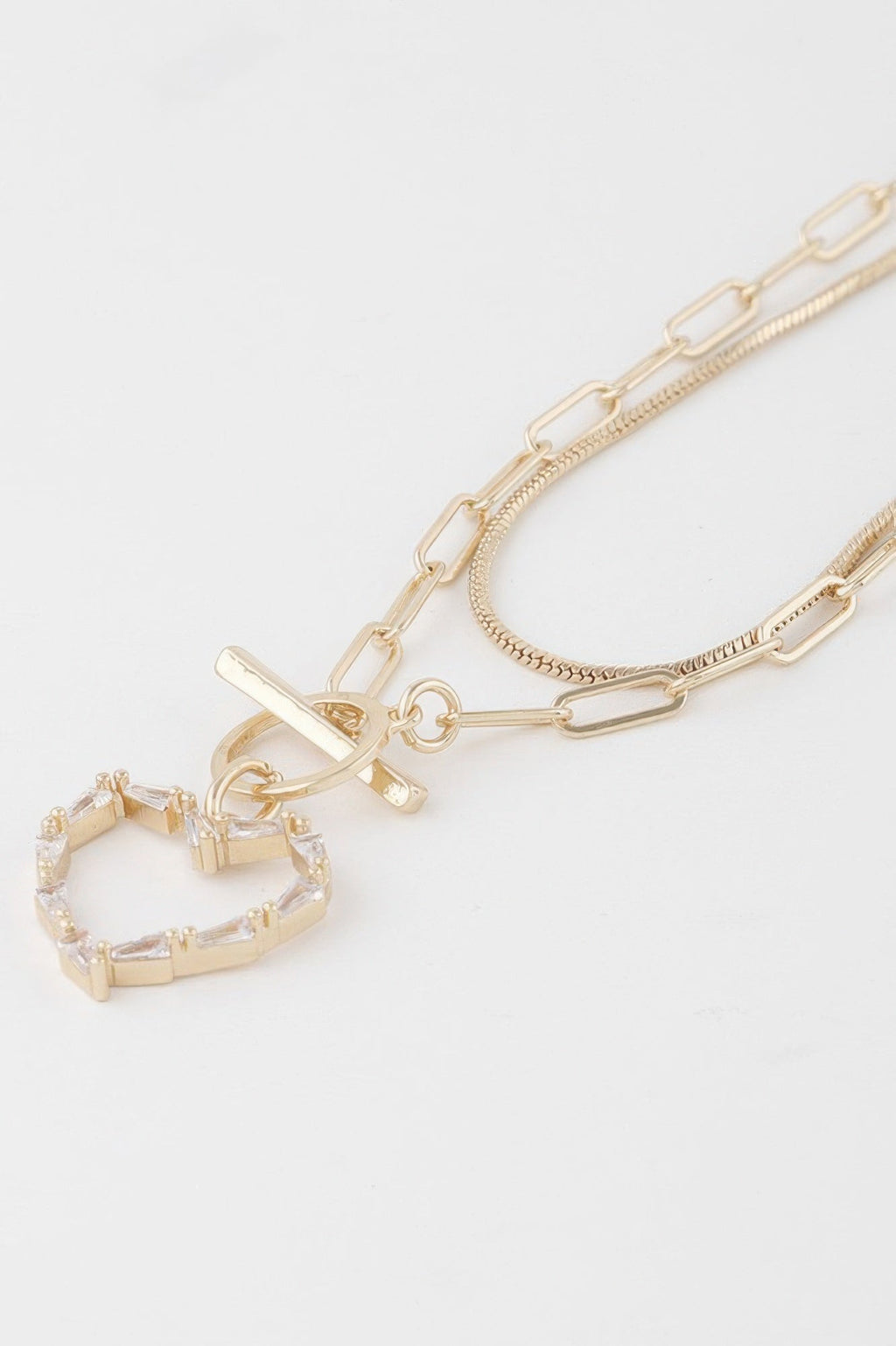 Double Heart Toggle Chain Necklace