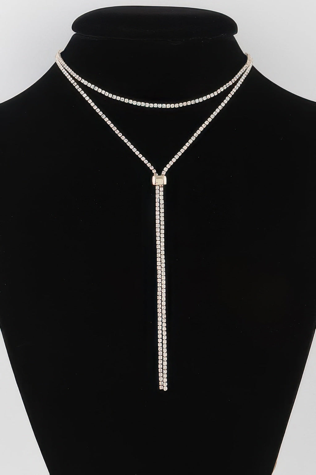 Jeweled Rhinestone Choker Drop Necklace