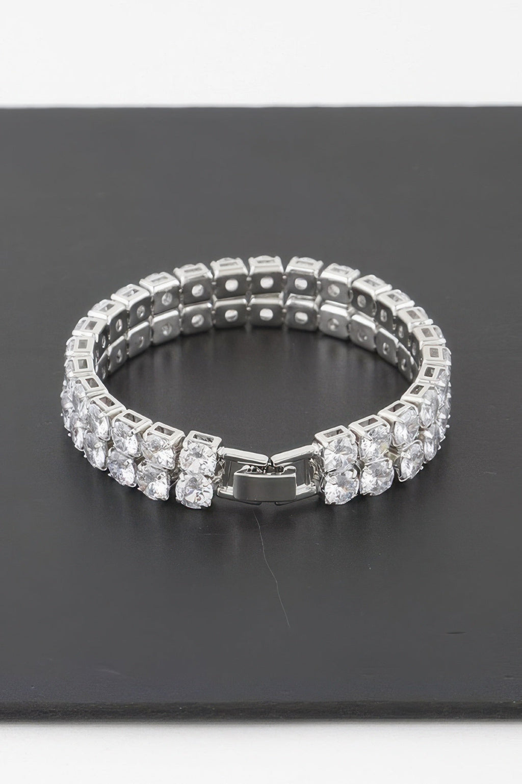 Double Rhinestone Clasp Bracelet