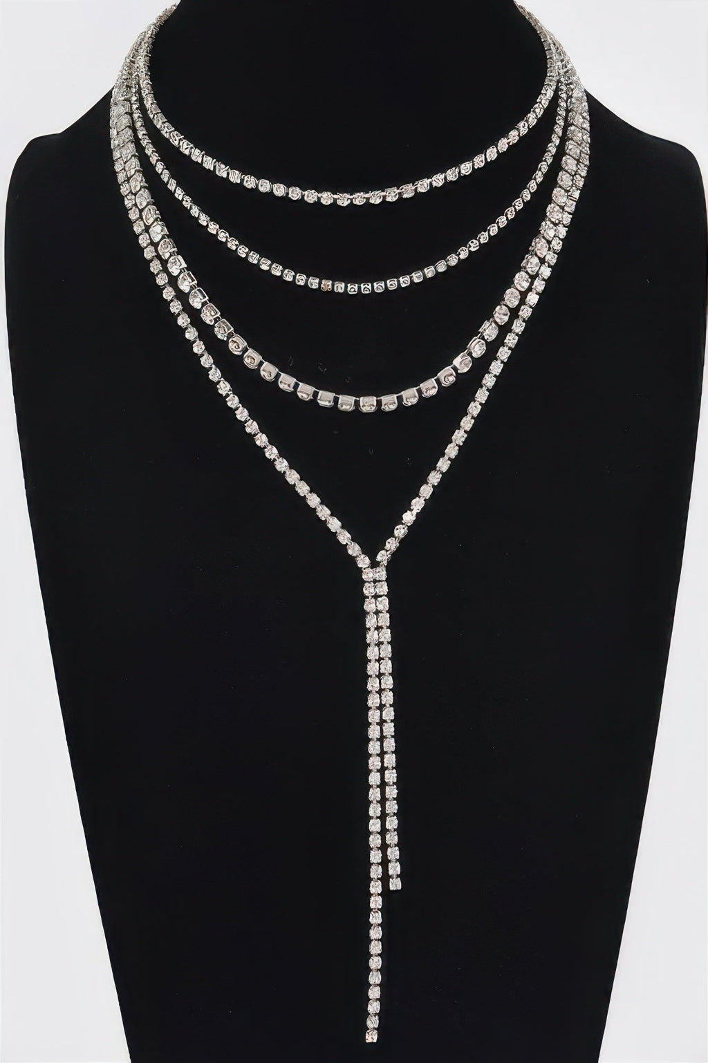 Multi-layered Rhinestone Long Necklace