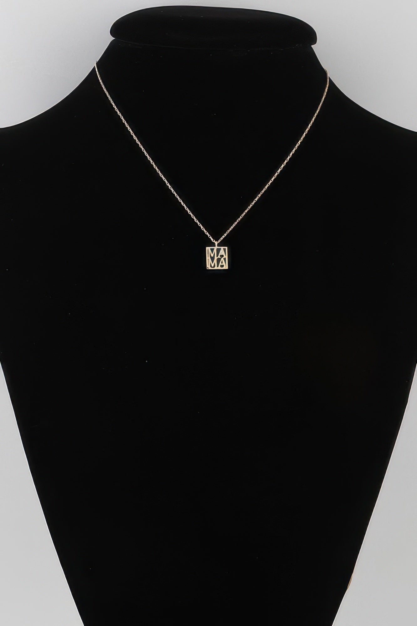 Mama Script Box Necklace