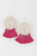 Weaved Tassel Disk Earrings