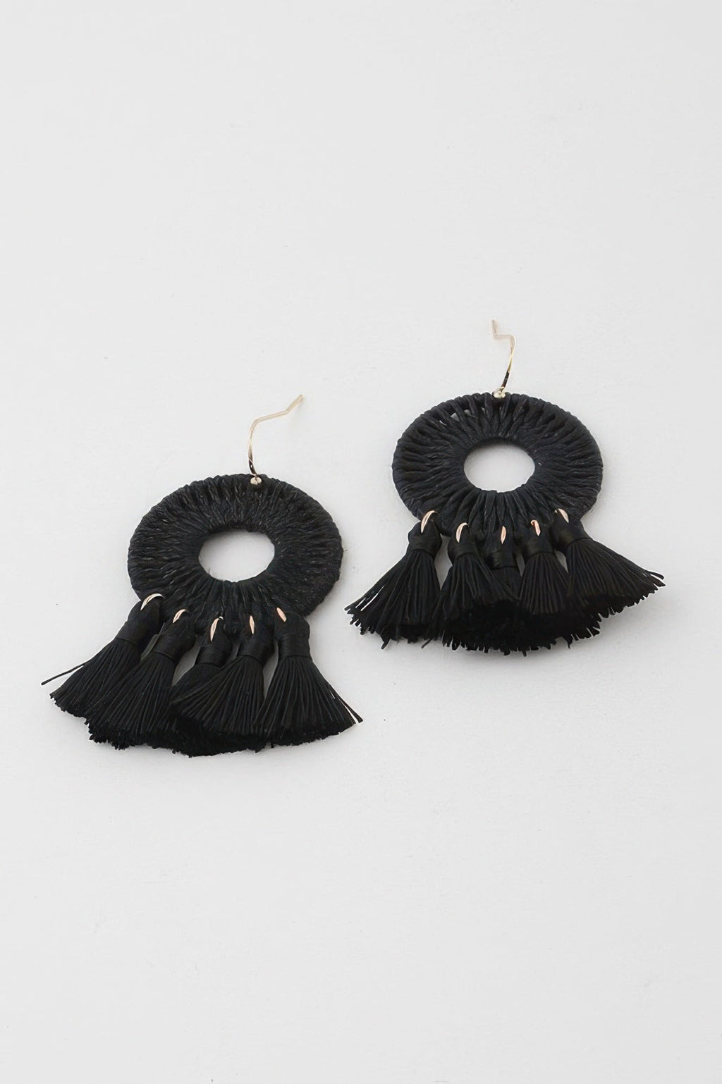 Weaved Tassel Disk Earrings