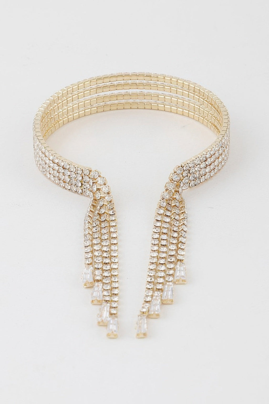 Multi Rhinestone Drop Cuff Bracelet