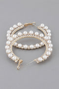 Pearl Lined Rhinestone Hoop Earrings