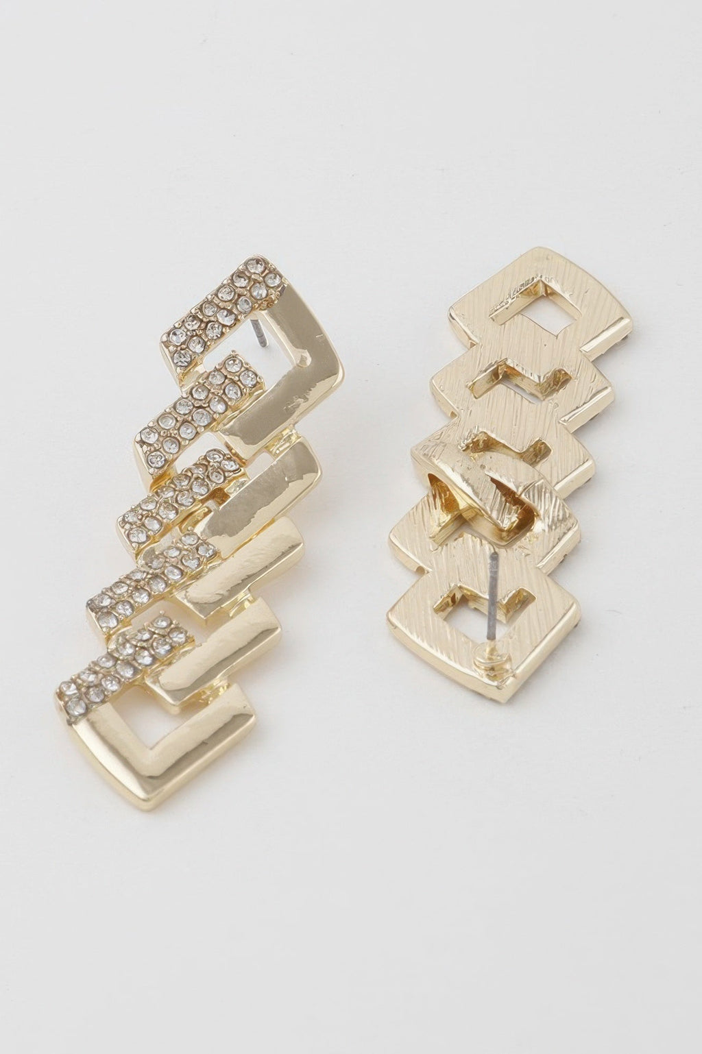 Jeweled Curb Chain Drop Earrings