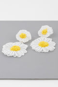 Fabric Daisy Flower Earrings