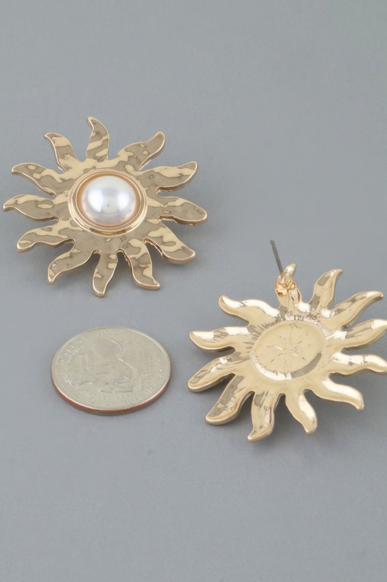 Rising Sun Pearl Stud Earrings