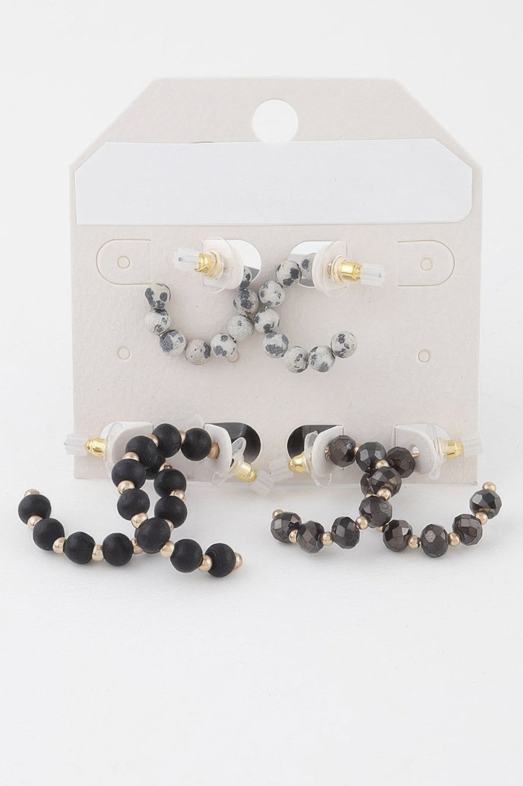 Crystal Bead Hoop Earrings Set
