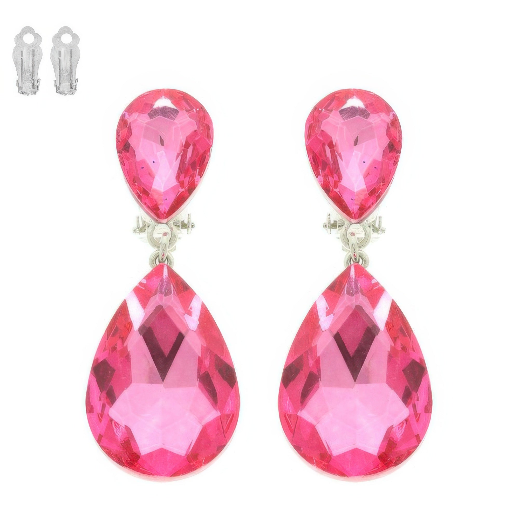 Teardrop-cut Crystal Clip On Earrings