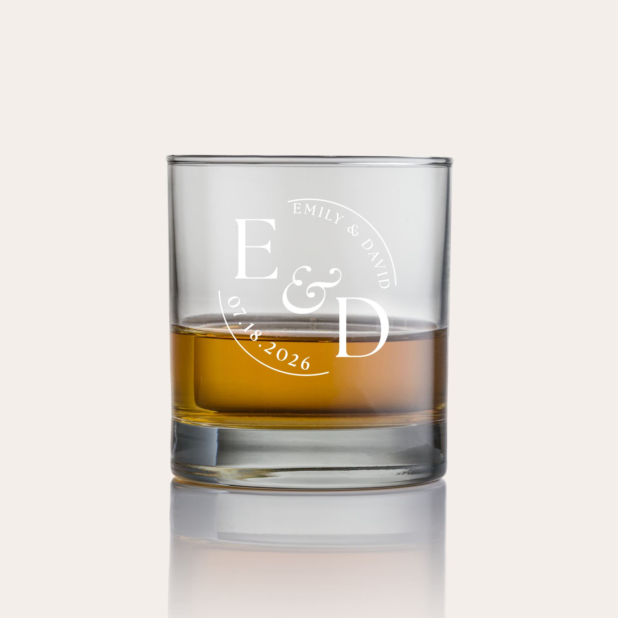 Custom Wedding Monogram Engraved Rocks Glass