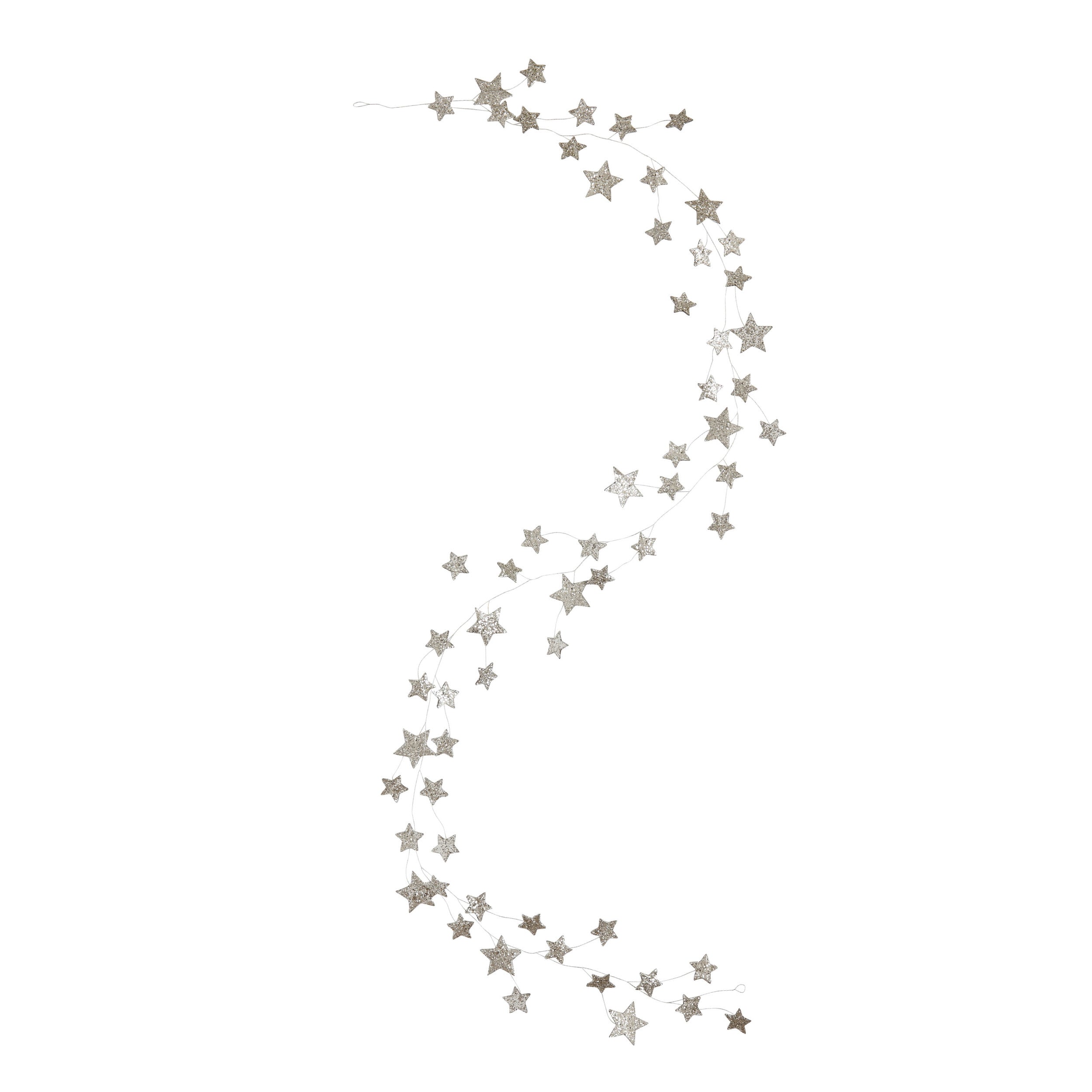 Silver Glitter Paper Star Garland