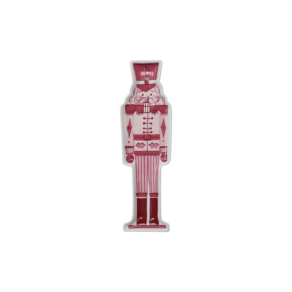 Pink & Red Nutcracker and Tree Ceramic Tidbit Plate