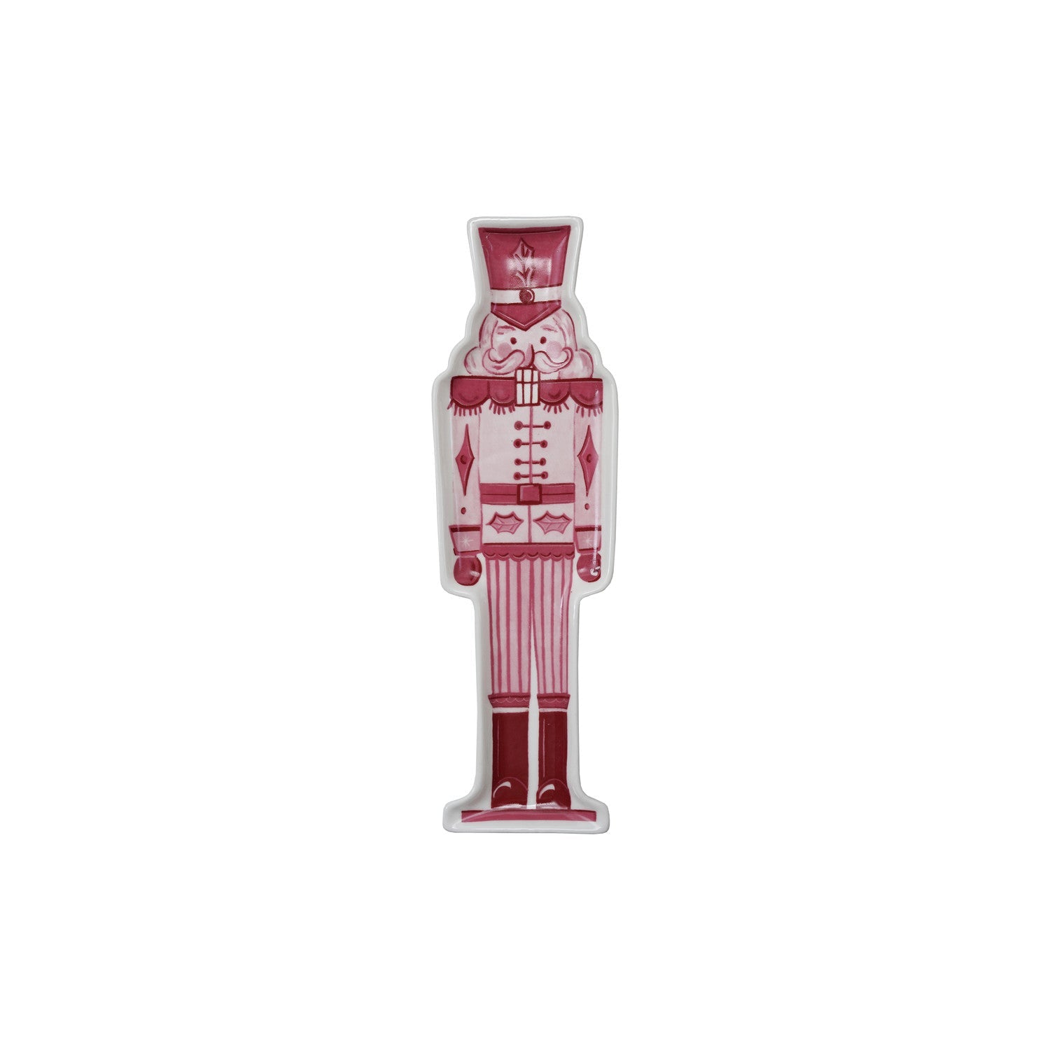 Pink & Red Nutcracker and Tree Ceramic Tidbit Plate