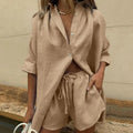 A New Day Khaki Linen Two-Piece Set