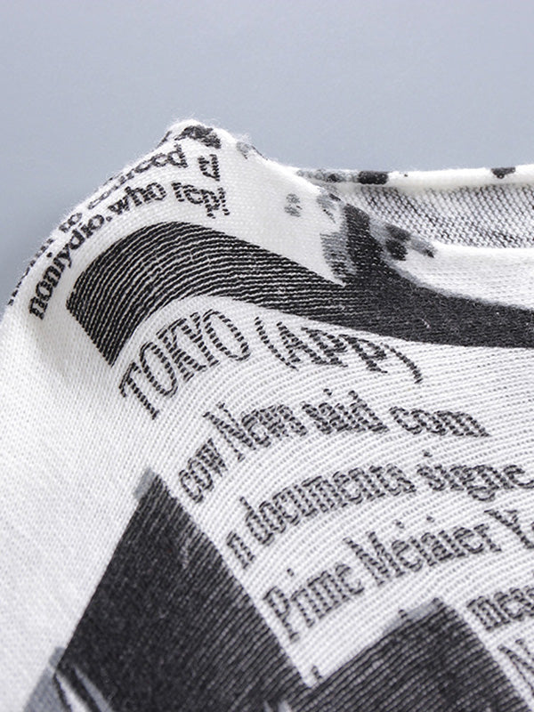 Long Sleeves Loose Letter Print Printed Round-Neck Knitwear Pullovers Sweater Tops