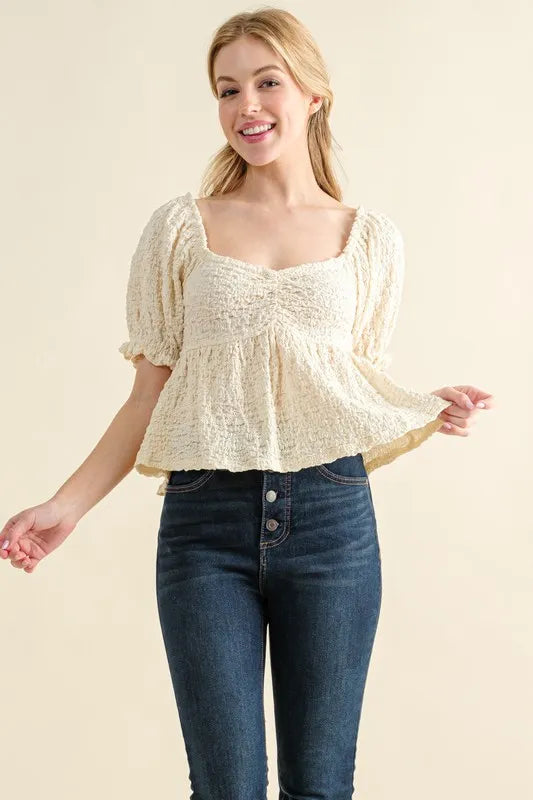 Lovely Textured and Smocked Top