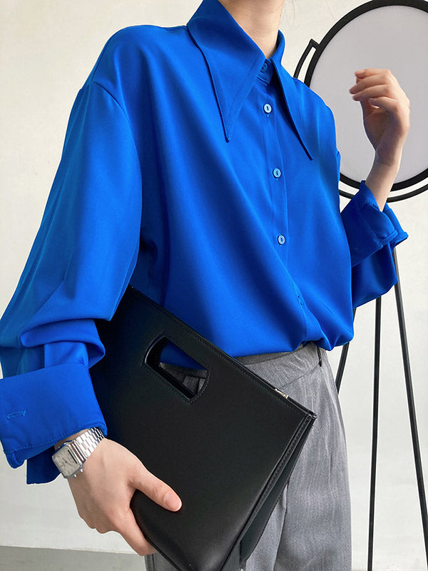Stylish 3 Colors Solid Color Long Sleeves Blouse