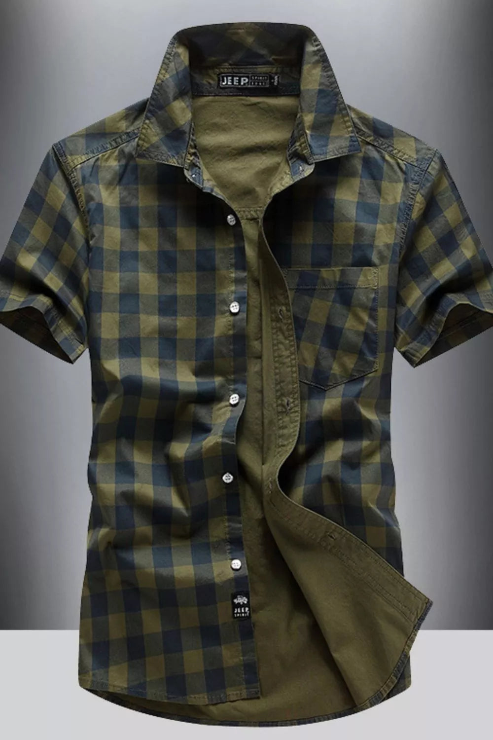 Men's Plus Size Classic Plaid Short Sleeve Shirt
