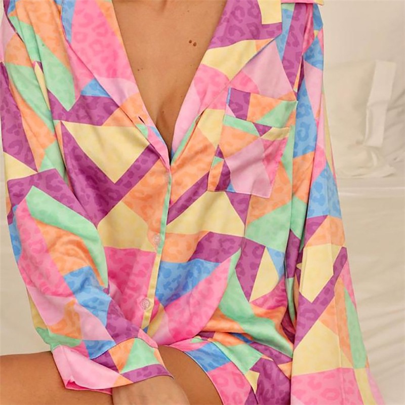 Printed Long Sleeve Shorts Pajama Set