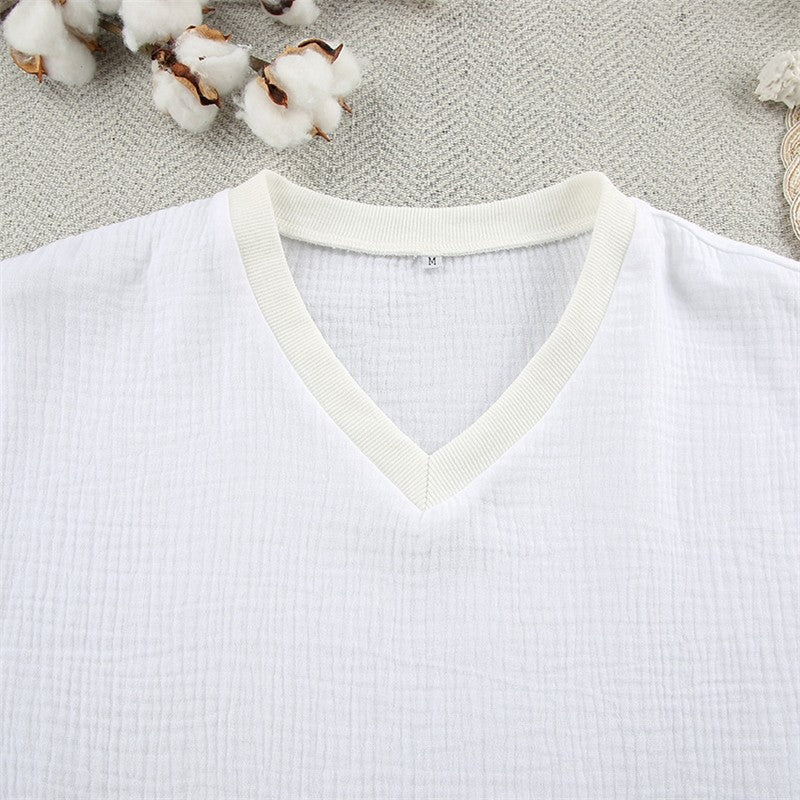 White Long-Sleeve Long Pants Pajama Set
