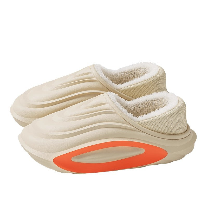 Women's Thick-Sole Waterproof Non-Slip Fleece-Lined Insulated Slip-On Shoes | Warm Winter Cotton Slippers