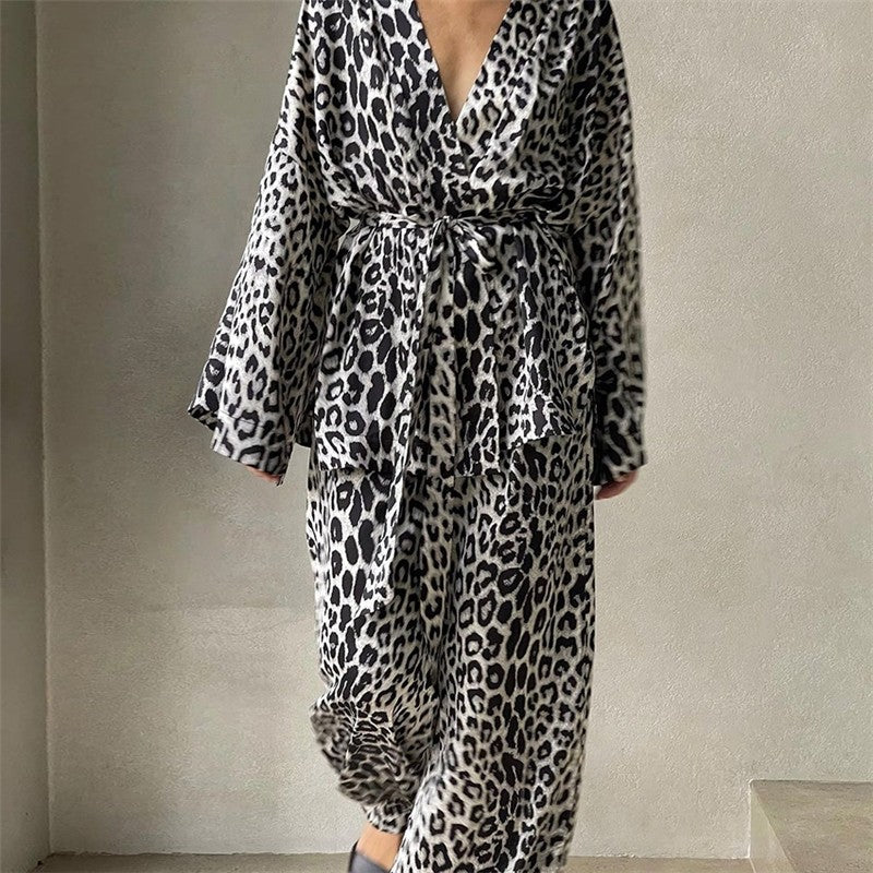 Leopard Print Long Sleeve Pajama Set