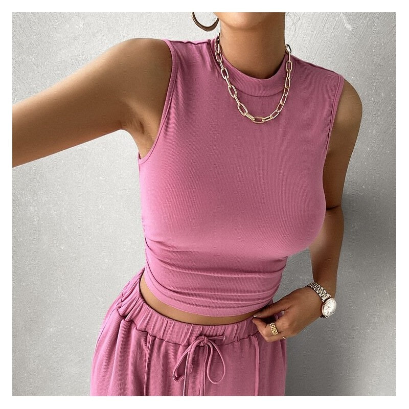 Sleek Sleeveless Top and Long Pant Set