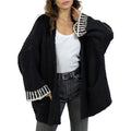 Casual Loose Contrast Color Long Sleeve Sweater Cardigan