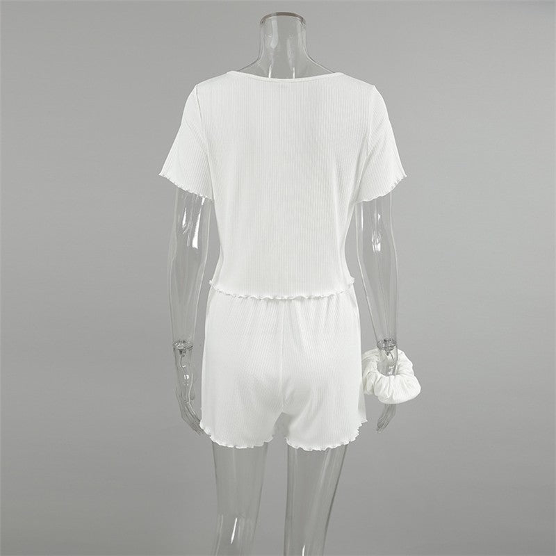 Solid Color Tank Top and Shorts Lounge Set