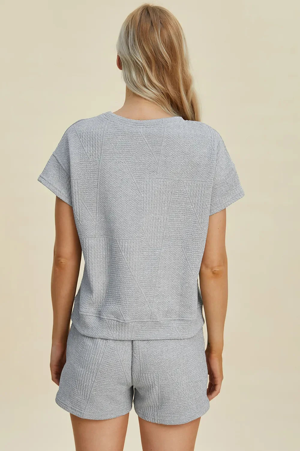 I am a Fashion Junky Full Size Texture Short Sleeve Top and Shorts Set