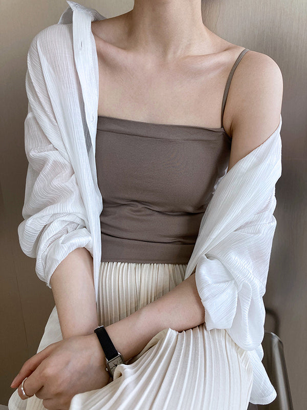 Simple Casual Solid Color Spaghetti-Neck Vest Top