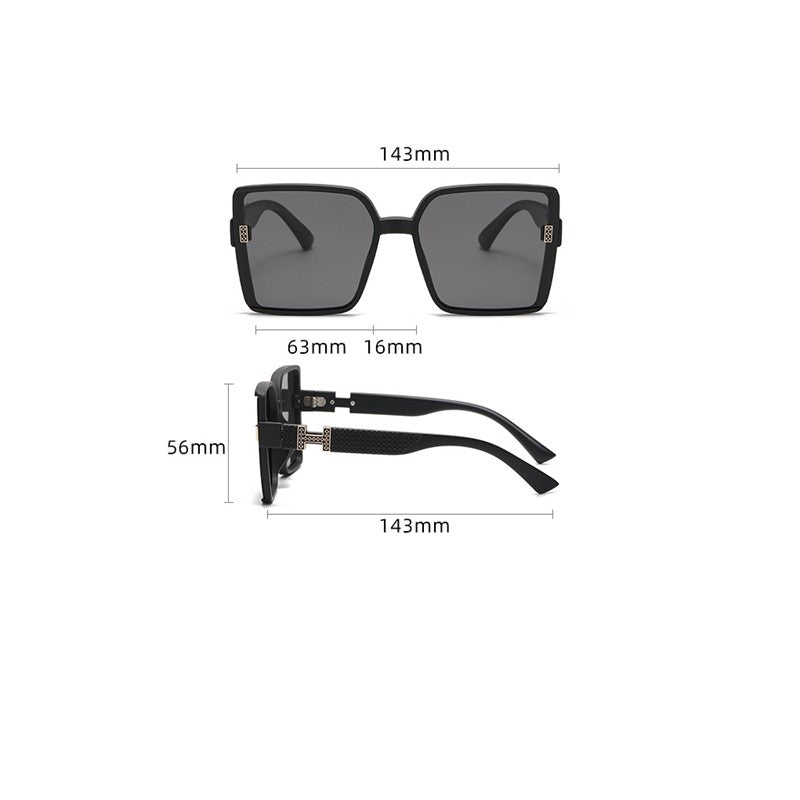 Fashion Large Square Frame UV400 Sun Protection Outdoor Eyewear Sunglasses