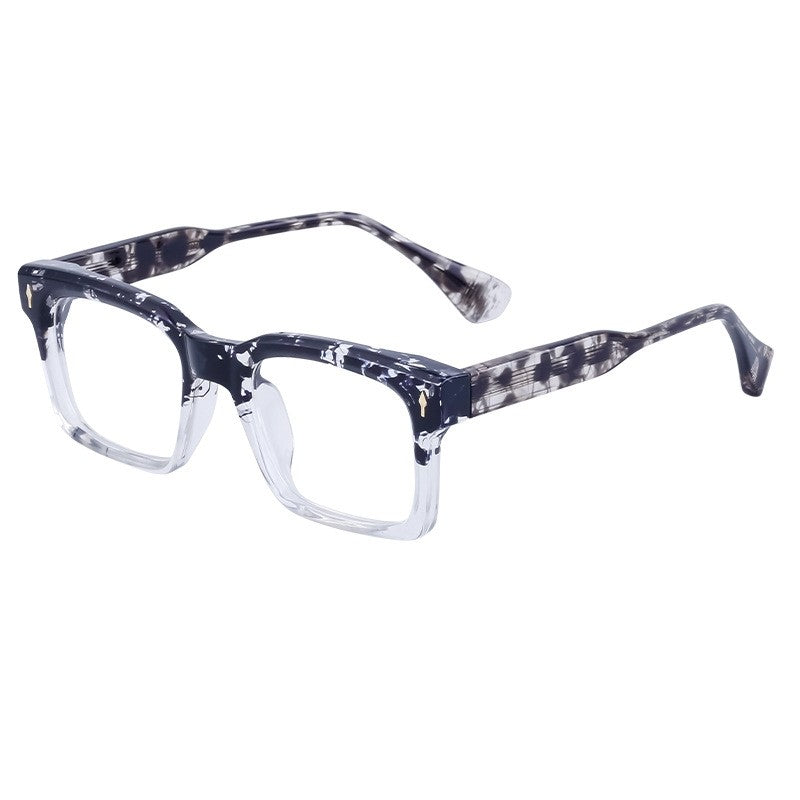 Fashion Acetate Metal Core Square Flat Lens Glasses